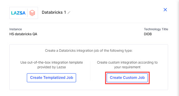 Select job type for custom integration job